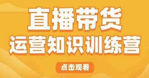 直播带货运营知识训练营，听得懂、用得上、有效果，教你学会直播带货、主播运营，实现0-1的飞跃-稳赚族