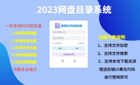 （项目课程）2023网盘目录运营系统，一键安装教学，一共支持约30款云盘-稳赚族