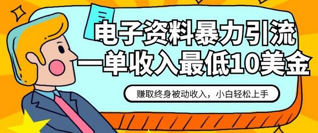 电子资料暴力引流，一单最低10美金，赚取终身被动收入，保姆级教程-稳赚族