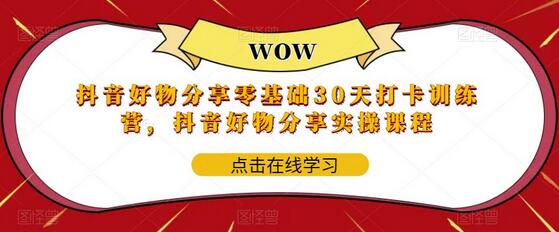 抖音好物分享零基础30天打卡训练营，抖音好物分享实操课程-稳赚族