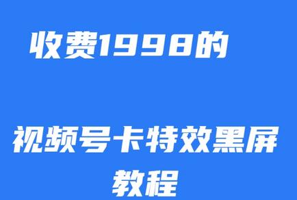 外面收费1998的视频号卡特效黑屏玩法，条条原创，轻松热门-稳赚族