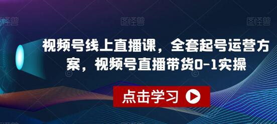 视频号线上直播课，全套起号运营方案，视频号直播带货0-1实操-稳赚族