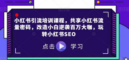 小红书引流培训课程，共享小红书流量密码，改造小白逆袭百万大咖，玩转小红书SEO-稳赚族