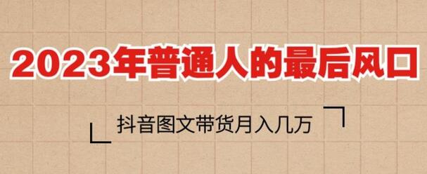 2023年普通人的最后风口，抖音图文带货月入几万，只需一部手机即可操作-稳赚族