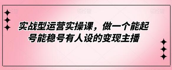 实战型运营实操课，做一个能起号能稳号有人设的变现主播-稳赚族