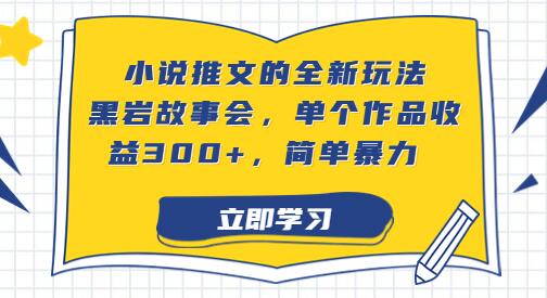 小说推文的全新玩法，黑岩故事会，单个作品收益300+，简单暴力-稳赚族