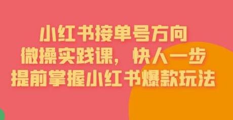 接单号方向·小红书微操实践课，快人一步，提前掌握小红书爆款玩法-稳赚族