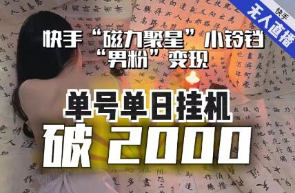 【日入破2000】快手无人直播不进人？“磁力聚星”没收益？不会卡屏、卡同城流量？最新课程会通通解决！-稳赚族