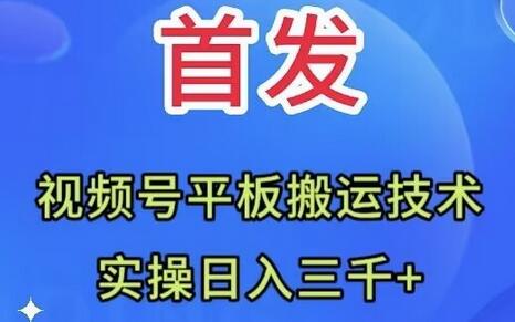 全网首发：视频号平板搬运技术，实操日入三千＋-稳赚族