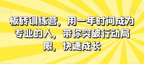 板砖训练营，用一年时间成为专业的人，带你突破行动局限，快速成长-稳赚族