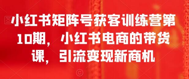 小红书矩阵号获客训练营第10期，小红书电商的带货课，引流变现新商机-稳赚族