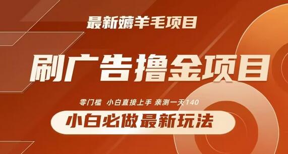 2024最新小白必撸项目，刷广告撸金最新玩法，亲测一天140-稳赚族