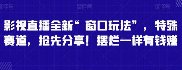 影视直播全新“窗口玩法”，特殊赛道，抢先分享！摆烂一样有钱赚-稳赚族