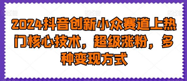 2024抖音创新小众赛道上热门核心技术，超级涨粉，多种变现方式-稳赚族