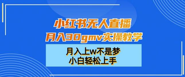 小红书无人直播月入30gmv实操教学，月入上w不是梦，小白轻松上手-稳赚族