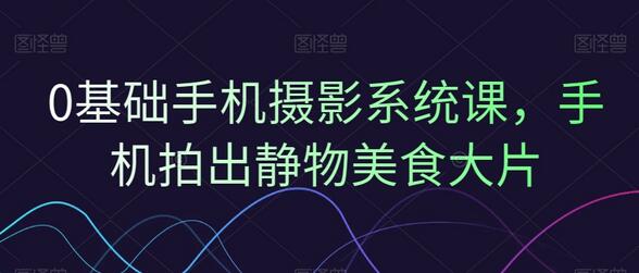 0基础手机摄影系统课，手机拍出静物美食大片-稳赚族