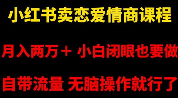 小红书卖恋爱情商课程，月入两万＋，小白闭眼也要做，自带流量，无脑操作就行了-稳赚族