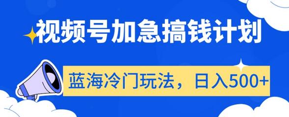 视频号加急搞钱计划，蓝海冷门玩法，日入500+-稳赚族