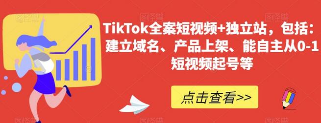 TikTok全案短视频+独立站，包括：建立域名、产品上架、能自主从0-1短视频起号等-稳赚族