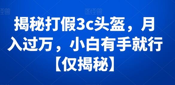 揭秘打JIA3c头盔，月入过万，小白有手就行-稳赚族