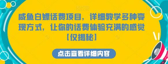 咸鱼白嫖话费项目，详细教学多种变现方式，让你的话费体验充满的感觉-稳赚族