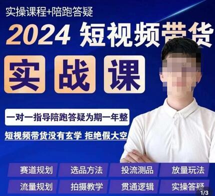 果哥·2024短视频带货实操课，​赛道规划/选品方法/投流测品/放量玩法/流量规划/拍摄教学-稳赚族