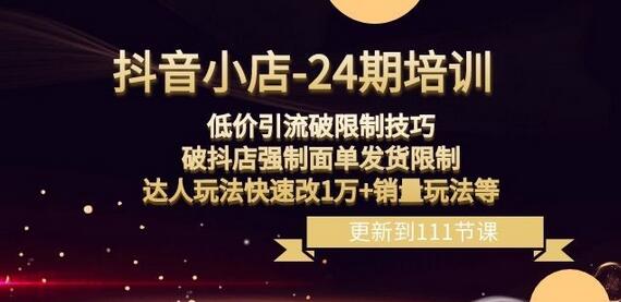 抖音小店-24期：低价引流破限制技巧，破抖店强制面单发货限制，达人玩法快速改1万+销量玩法等-稳赚族