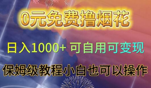 0元免费撸烟花日入1000+可自用可变现保姆级教程小白也可以操作-稳赚族