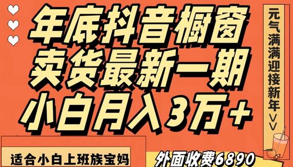 外面收费6890元年底抖音橱窗卖货最新一期，小白月入3万，适合小白上班族宝妈-稳赚族