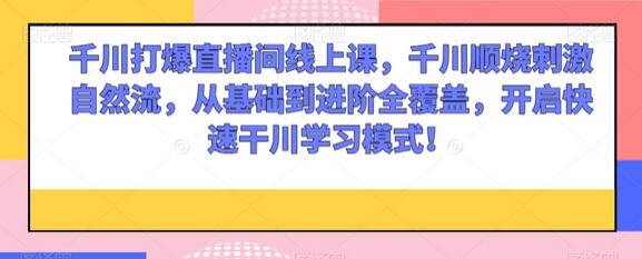 千川打爆直播间线上课，千川顺烧刺激自然流，从基础到进阶全覆盖，开启快速干川学习模式！-稳赚族