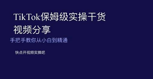 TikTok保姆级实操干货视频分享，手把手教你从小白到精通-稳赚族