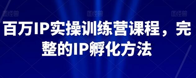 百万IP实操训练营课程，完整的IP孵化方法-稳赚族