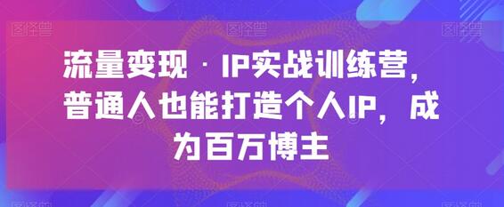 流量变现·IP实战训练营，普通人也能打造个人IP，成为百万博主-稳赚族