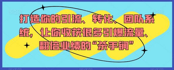 打造你的引流、转化、团队系统，让你收获很多引爆流量、翻倍业绩的“杀手锏”-稳赚族