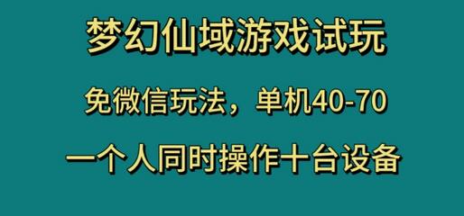 梦幻仙域游戏试玩，免微信玩法，单机40-70，一个人同时操作十台设备-稳赚族