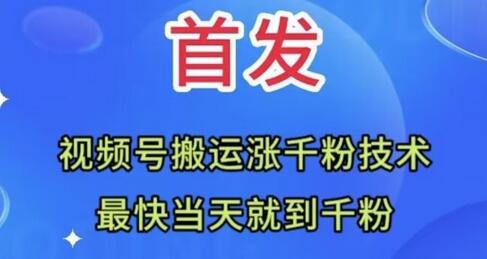 全网首发：视频号无脑搬运涨千粉技术，最快当天到千粉-稳赚族