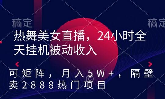 热舞美女直播，24小时全天挂机被动收入，可矩阵，月入5W+，隔壁卖2888热门项目-稳赚族