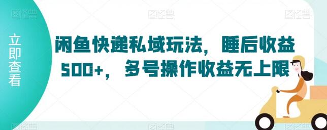 闲鱼快递私域玩法，睡后收益500+，多号操作收益无上限-稳赚族