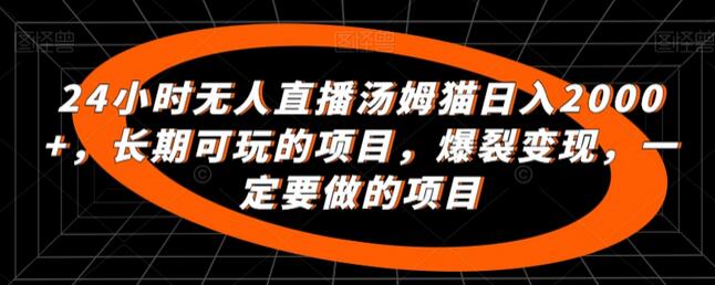 24小时无人直播汤姆猫日入2000+，长期可玩的项目，爆裂变现，一定要做的项目-稳赚族