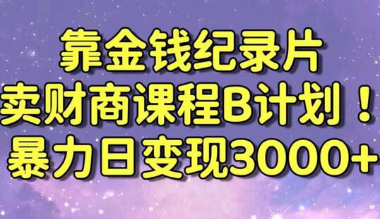 财经纪录片联合财商课程的变现策略，暴力日变现3000+，喂饭级别教学-稳赚族