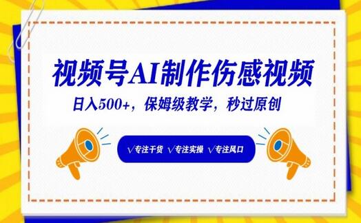 视频号AI制作伤感视频，日入500+，保姆级教学-稳赚族