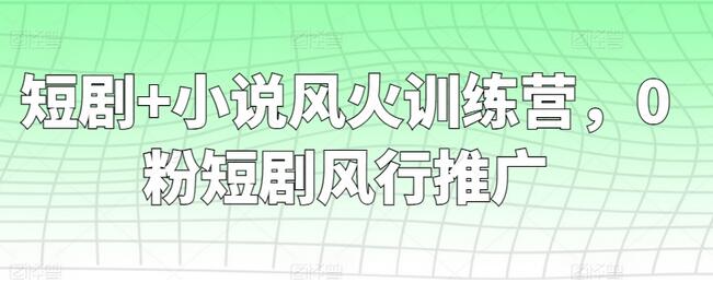 短剧+小说风火训练营，0粉短剧风行推广-稳赚族