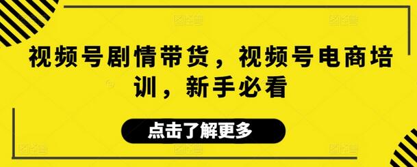 视频号剧情带货，视频号电商培训，新手必看-稳赚族