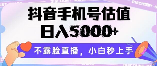 抖音手机号估值，日入5000+，不露脸直播，小白秒上手-稳赚族