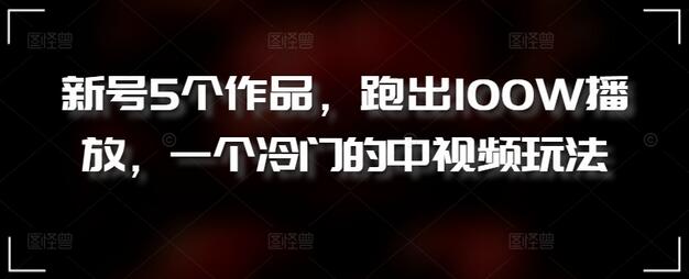 新号5个作品，跑出100W播放，一个冷门的中视频玩法-稳赚族