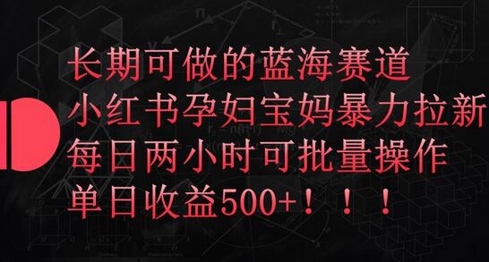 长期可做的蓝海赛道，小红书孕妇宝妈暴力拉新玩法，每日两小时可批量操作，单日收益500+-稳赚族