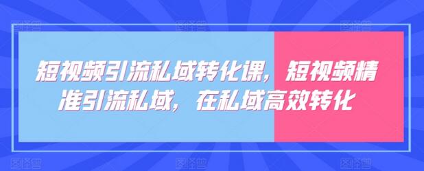 短视频引流私域转化课，短视频精准引流私域，在私域高效转化-稳赚族