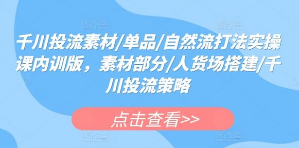 千川投流素材/单品/自然流打法实操课内训版，素材部分/人货场搭建/千川投流策略-稳赚族