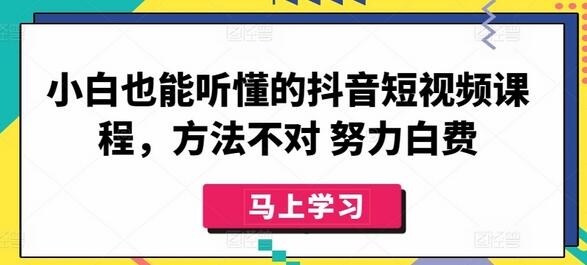 小白也能听懂的抖音短视频课程，方法不对 努力白费-稳赚族