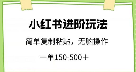 小红书进阶玩法，一单150-500+，简单复制粘贴，小白也能轻松上手-稳赚族